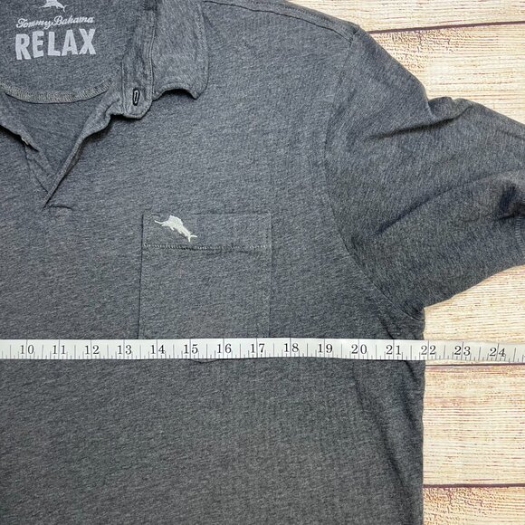 Tommy Bahama Relax Polo Shirt Gray Pima Cotton Pocket Short Sleeve Mens Large - Picture 5 of 10